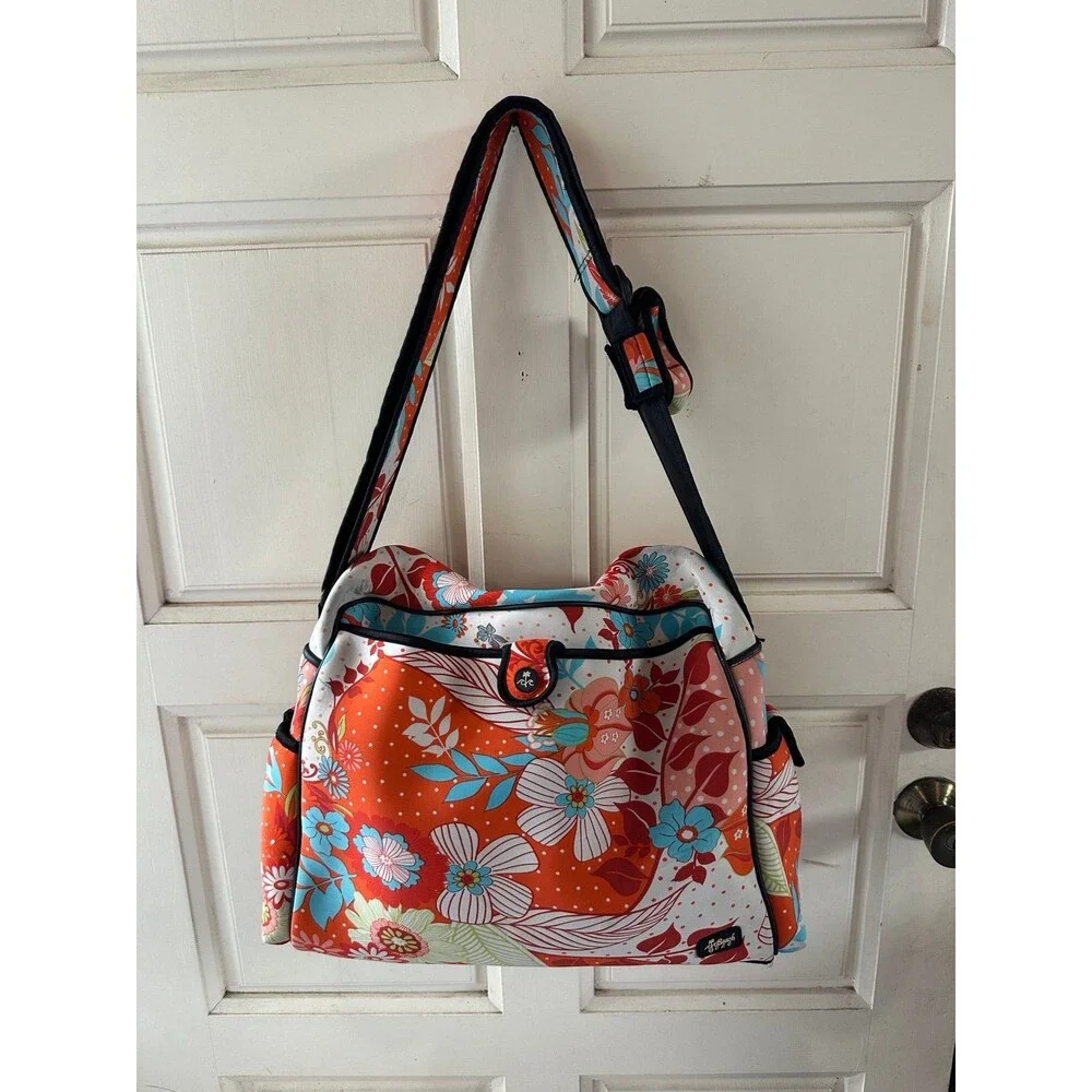 Beach by CLC Neoprene Asian Floral Inspired Paisley On The Go Diaper Bag